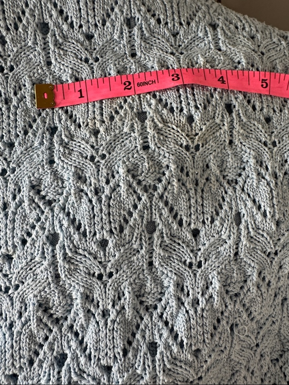 Ronny Kobo Crochet Knit Tank Dress Sleeveless V-Neck Maxi Column Blue Medium - Picture 10 of 13